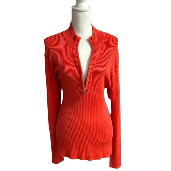 Boston Proper Soft Ribbed Half Zip Up Sweater Blouse Tunic NWT - XL - Picture 1 of 16